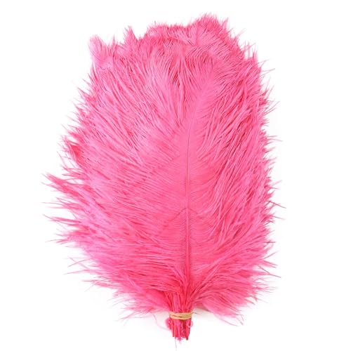 10pcs 15-60cm Black White Ostrich Feathers Bulk for Crafts Carnival Table Decor Plumas Accessories(Dark Leather pink,45-50cm) von YIMEIYA