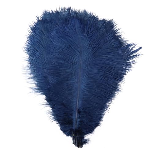 10pcs 15-60cm Black White Ostrich Feathers Bulk for Crafts Carnival Table Decor Plumas Accessories(Navy Blue,25-30cm) von YIMEIYA