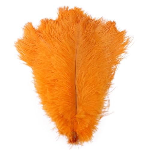 10pcs 15-60cm Black White Ostrich Feathers Bulk for Crafts Carnival Table Decor Plumas Accessories(Orange,15-20cm) von YIMEIYA