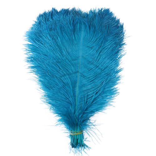 10pcs 15-60cm Black White Ostrich Feathers Bulk for Crafts Carnival Table Decor Plumas Accessories(Peacock Blue,15-20cm) von YIMEIYA