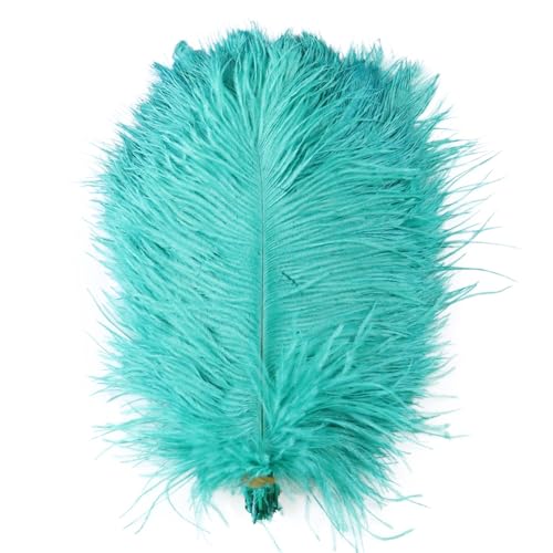 10pcs 15-60cm Black White Ostrich Feathers Bulk for Crafts Carnival Table Decor Plumas Accessories(Peacock Green,35-40cm) von YIMEIYA