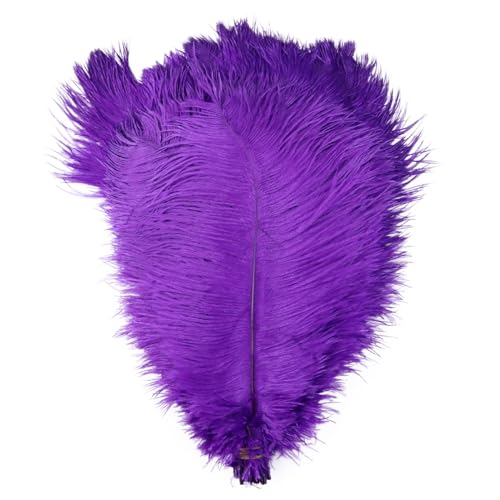 10pcs 15-60cm Black White Ostrich Feathers Bulk for Crafts Carnival Table Decor Plumas Accessories(Purple,25-30cm) von YIMEIYA