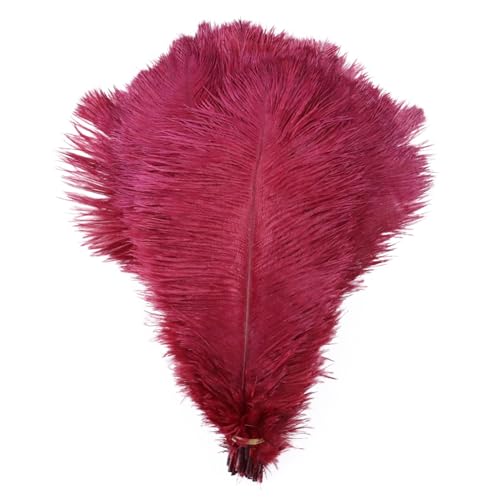 10pcs 15-60cm Black White Ostrich Feathers Bulk for Crafts Carnival Table Decor Plumas Accessories(Red Wine,35-40cm) von YIMEIYA