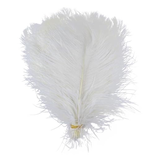 10pcs 15-60cm Black White Ostrich Feathers Bulk for Crafts Carnival Table Decor Plumas Accessories(White,35-40cm) von YIMEIYA