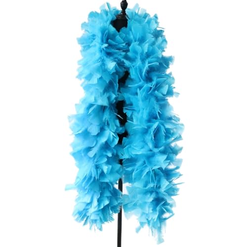 2 Meters Big Turkey Feather Boa Shawl for Craft,Plume Ribbon for Wedding Party Dress Decoration Für Nähen(Lake Blue) von YIMEIYA