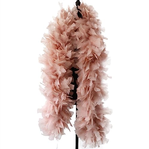 2 Meters Big Turkey Feather Boa Shawl for Craft,Plume Ribbon for Wedding Party Dress Decoration Für Nähen(Leather pink) von YIMEIYA