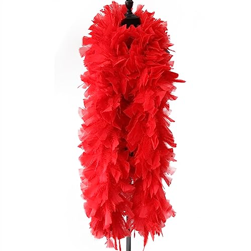 200g/2meter Big Turkey Plume Ribbon Feather Boa Shawl for Wedding Party Dress Sewing Decoration Für Nähen(Red) von YIMEIYA