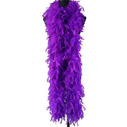 2Meters 90g/120g Turkey Feather Boa Rooster for Craft Dress Decorative Für Nähen(Purple,90g) von YIMEIYA