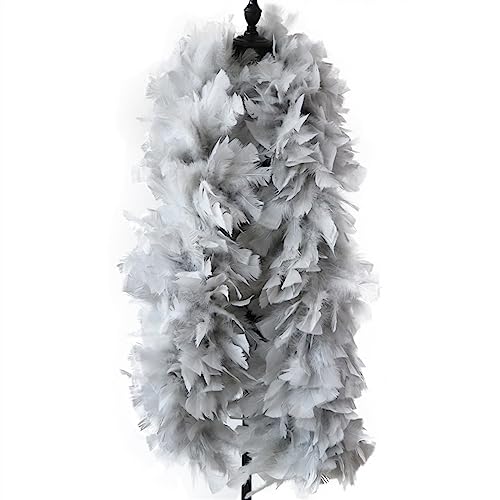 2meters/200g White Fluffy Turkey Feather Boa Plumes for Craft Shawl Costume Party Wedding Decoration Für Nähen(Color 14) von YIMEIYA