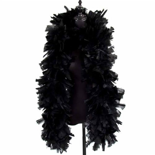 2meters 200g Fluffy Boa Turkey Marabou Feather Scarf Pluem for Craft Clothing Sewing Party Decoration Für Nähen(Black) von YIMEIYA