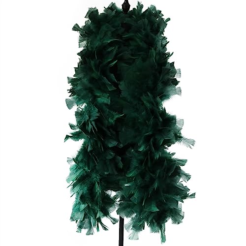 2meters 200g Fluffy Boa Turkey Marabou Feather Scarf Pluem for Craft Clothing Sewing Party Decoration Für Nähen(Dark Green) von YIMEIYA