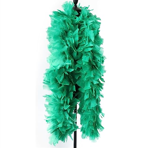 2meters 200g Fluffy Boa Turkey Marabou Feather Scarf Pluem for Craft Clothing Sewing Party Decoration Für Nähen(Green) von YIMEIYA