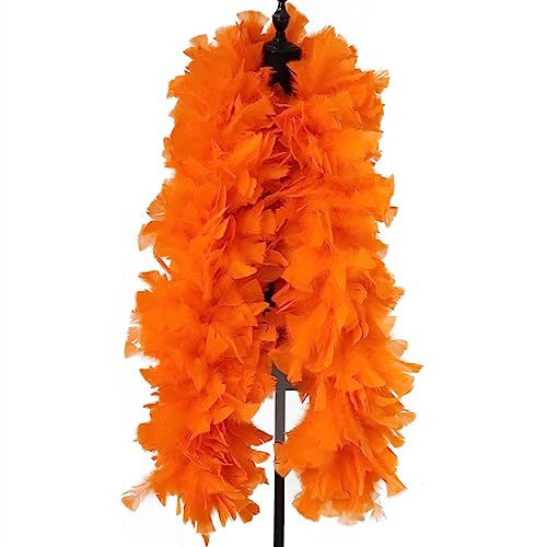 2meters 200g Fluffy Boa Turkey Marabou Feather Scarf Pluem for Craft Clothing Sewing Party Decoration Für Nähen(Orange) von YIMEIYA