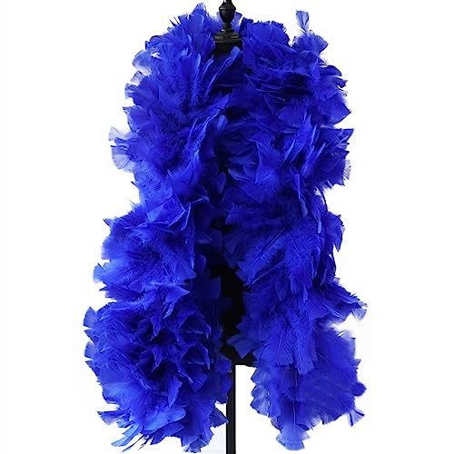 2meters 200g Fluffy Boa Turkey Marabou Feather Scarf Pluem for Craft Clothing Sewing Party Decoration Für Nähen(Royal Blue) von YIMEIYA