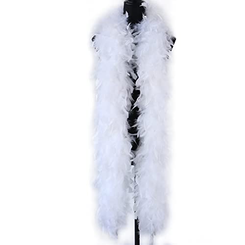 90g Fluffy Turkey Feathers Boa for Shawl Clothes,White Marabou Plumes Ribbon for Wedding Party Decoration Für Nähen(White) von YIMEIYA