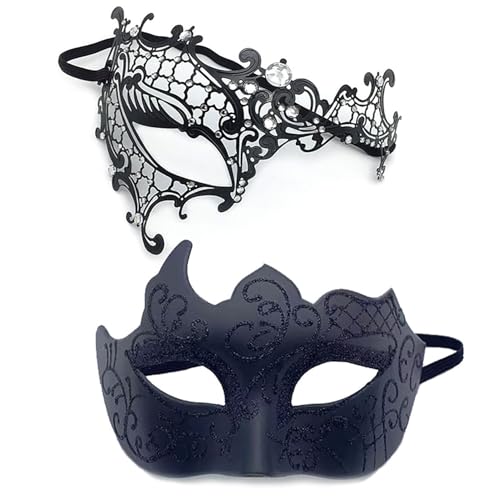 YIMINI 2 Stück Venezianische Maske, Venezianische Maskerade Maske, Ball Masquerade Mask, Maskerade Maske Venezianischen, Geeignet für Männer, Frauen, Tänze, Partys (E) von YIMINI