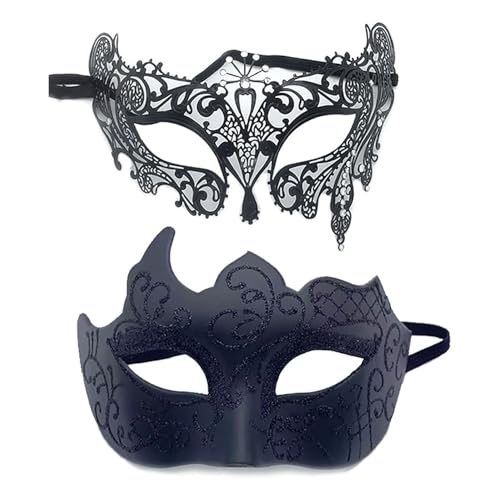 YIMINI 2 Stück Venezianische Maske, Venezianische Maskerade Maske, Ball Masquerade Mask, Maskerade Maske Venezianischen, Geeignet für Männer, Frauen, Tänze, Partys (G) von YIMINI