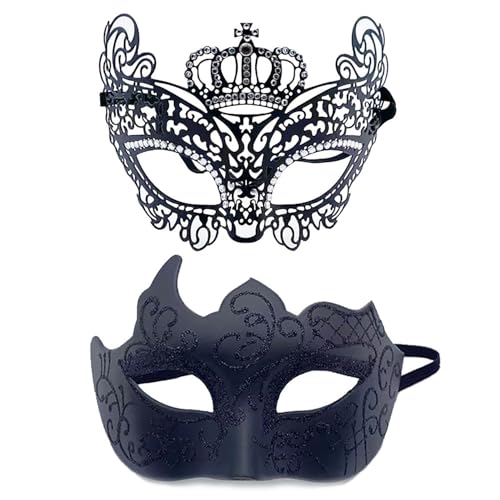 YIMINI 2 Stück Venezianische Maske, Venezianische Maskerade Maske, Ball Masquerade Mask, Maskerade Maske Venezianischen, Geeignet für Männer, Frauen, Tänze, Partys (I) von YIMINI