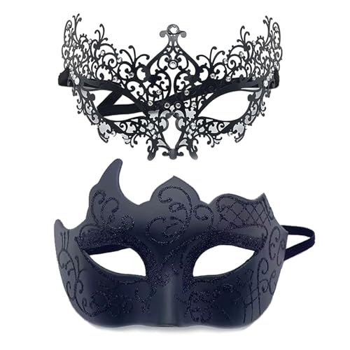 YIMINI 2 Stück Venezianische Maske, Venezianische Maskerade Maske, Ball Masquerade Mask, Maskerade Maske Venezianischen, Geeignet für Männer, Frauen, Tänze, Partys (J) von YIMINI