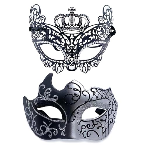 YIMINI 2 Stück Venezianische Maske, Venezianische Maskerade Maske, Ball Masquerade Mask, Maskerade Maske Venezianischen, Geeignet für Männer, Frauen, Tänze, Partys (Z) von YIMINI