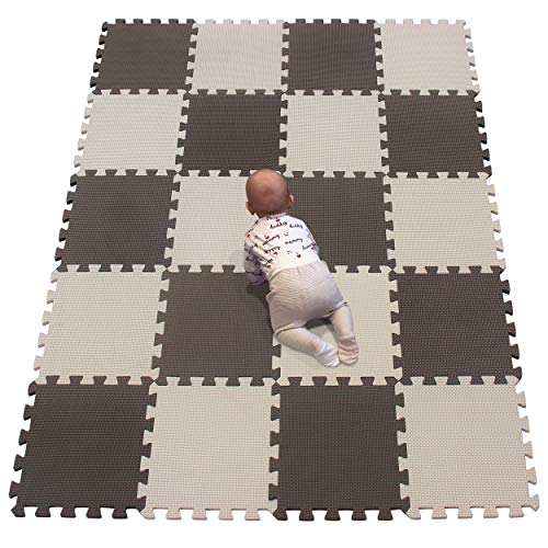 YIMINYUER Kinderspielteppich Spielmatte Puzzleteppich Schaumstoffmatte schadstofffrei für Baby Puzzleteppich Steckmatte Spielteppich Krabbelmatte Turnmatte Braun Beige R06R10G301020 von YIMINYUER