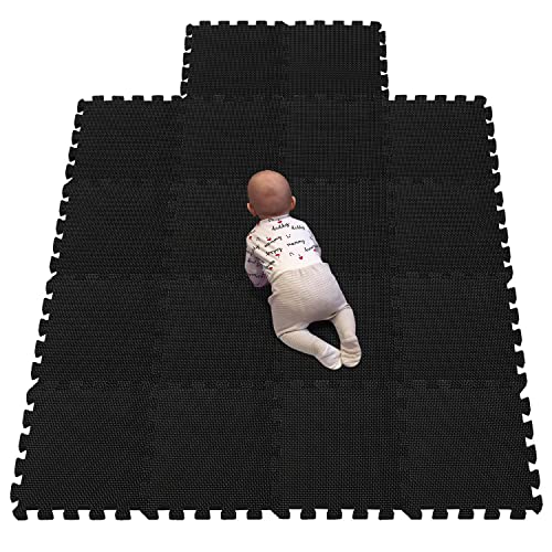 YIMINYUER Puzzle-Spielmatte für Baby und Kleinkinder, rutschfeste Bodenmatte aus Eva-Schaumstoff Schwarz R04G301018 von YIMINYUER