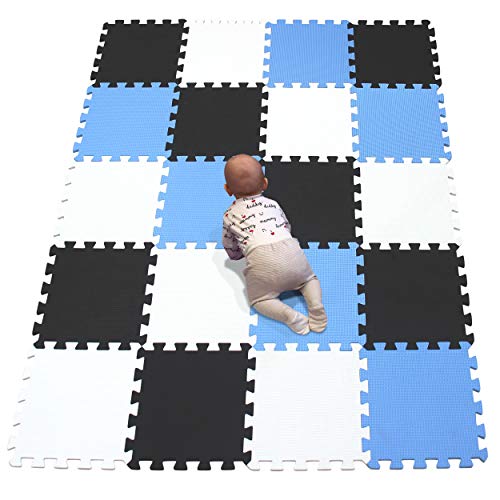 YIMINYUER Puzzle-Spielmatte für Baby und Kleinkinder, rutschfeste Bodenmatte aus Eva-Schaumstoff Weiß Schwarz Blau R01R04R07G301020 von YIMINYUER