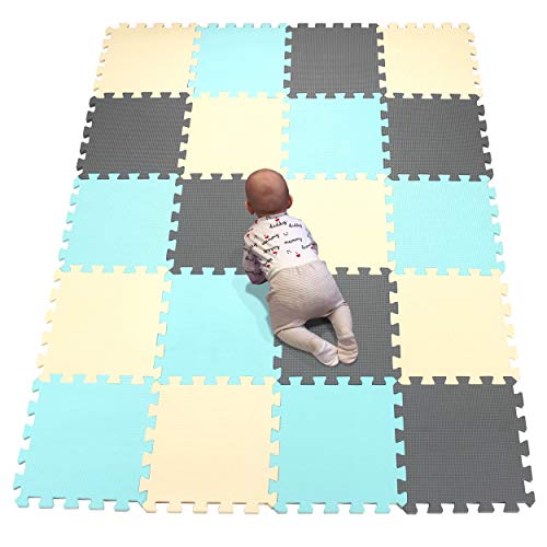 YIMINYUER Puzzlematte für Babys dickere Spielmatte in Einer umweltfreundlichen Verpackung – schadstofffreie, geruchlose Krabbelmatte Grün Beige Grau R08R10R12G301020 von YIMINYUER