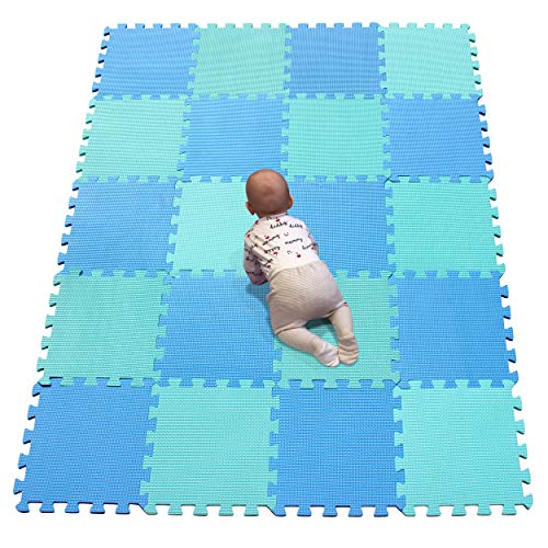 YIMINYUER Puzzlematte für Kinder aus rutschfestem Eva - große Spielmatte zusammensteckbar, jedes Teil 30 x 30 x 1 cm - Bunte Kinderteppich zum Blau Grün R07R08G301020 von YIMINYUER