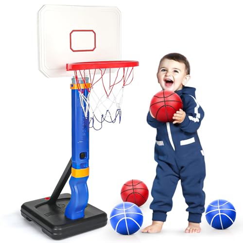 YIMORE Basketballkorb Kinder, Basketballkorb Outdoor Indoor mit Ständer Höhenverstellbarer 70-138cm, Basketballkorb Indoor für Zimmer Spielzeug für Kinder von 3 bis 8 Jahren von YIMORE