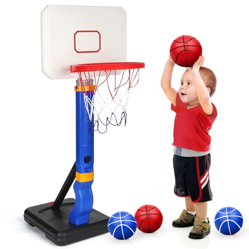 YIMORE Basketballkorb Kinder, Basketballkorb Outdoor Indoor mit Ständer Höhenverstellbarer 70-138cm, Basketballkorb Indoor für Zimmer Spielzeug für Kinder von 3 bis 8 Jahren von YIMORE