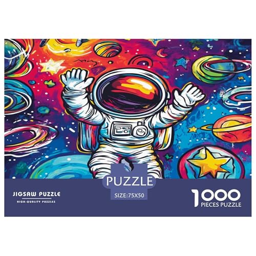 Astronaut 1000 Teile,Impossible Puzzle,Geschicklichkeitsspiel Für Die Ganze Familie, Erwachsenen Puzzlespiel Puzzel 1000pcs (75x50cm) von YINNDKSOK