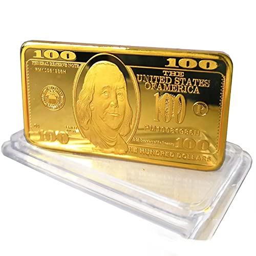 100 Dollar Goldbarren, simulierter vergoldeter Dollar Goldbarren für Briefbeschwerer, Filmrequisite, Neuheit Geschenk von YIQILAFADA