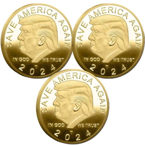 3 x Präsident Donald Trump Münze, Trump 2024 Coin Save America Again Challenge Coin von YIQILAFADA