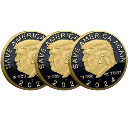 3 x Präsident Donald Trump Münze, Trump 2024 Coin Save America Again Challenge Coin von YIQILAFADA