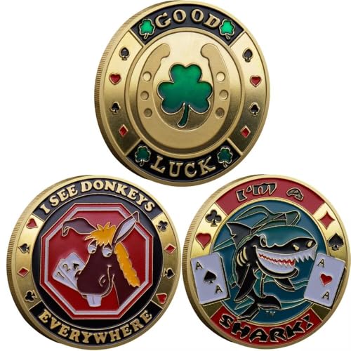 3PC Poker Card Guard Coin Collectibles Table Games Poker Poker Gifts for Men, Poker Card Protector, Poker Accessories von YIQILAFADA