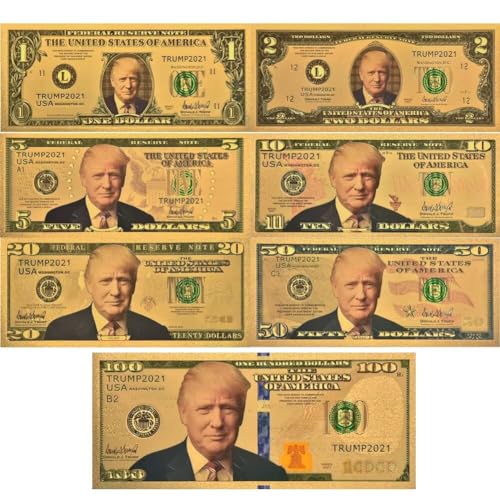 7-teiliges Set Präsident Donald Trump 2024 $1 $2 $5 $10 $20 $50 $100 Dollar Bill von YIQILAFADA