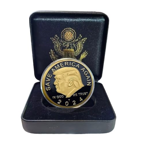 Präsident Donald Trump Münze, Trump 2024 Coin Save America Again Challenge Coin Präsident Trump Coin Geschenkbox von YIQILAFADA