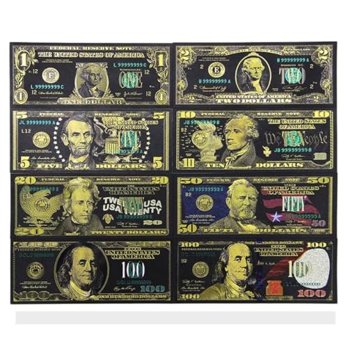 Schwarz Gold Dollar Bills, 24k vergoldet 1 2 5 20 50 100 Dollar Banknoten Gold Dollar Kunst für Dekor Lesezeichen von YIQILAFADA