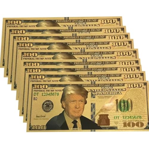 YIQILAFADA Gold Trump $100 Rechnungen 10 Stück Trump Bills für 47th President Donald Trump Supporter Notes von YIQILAFADA