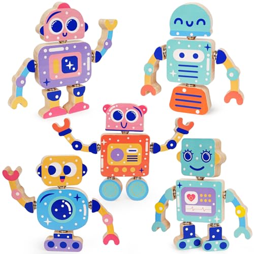 YIQOGAME Montessori Spielzeug ab 3 Jahre – 5-teiliges Motorikspielzeug aus Holz mit Roboter-Design – Kreatives Holzspielzeug für Kinder, fördert Feinmotorik & logisches Denken YIQOGAME Montessori Spielzeug ab 3 Jahre – 5-teiliges Motorikspielzeug aus Holz mit Roboter-Design – Kreatives Holzspielzeug für Kinder, fördert Feinmotorik & logisches Denken von YIQOGAME