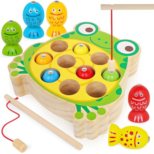 YIQOGAME Spielzeug Ab 2 3 4 Jahre,Holz Magnetisches Angelspielzeug Holzspielzeug Für Kinder Montessori Motorikspielzeug,Montessori Spielzeug Geschenk Für Junge Und Mädchen von YIQOGAME