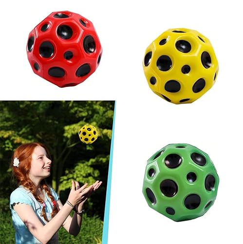 3 Stück Sprünge Gummiball, 7 cm Moon Ball, Space Ball Mini Bouncing Ball Toy, Astro Jump Ball, Bounce Ball Hüpfbälle, Bounce Loch Ball gummibälle, Spielzeug Planeten Hüpfbälle für Kinder im Freien von YISKY