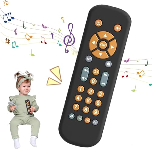 Baby TV Fernbedienung Spielzeug mit Licht und Ton, Baby Realistic TV Fernbedienung, Babyspielzeug Fernbedienung, frühes pädagogisches Musikspielzeug mit Englisch/Französisch/Spanisch von YISKY