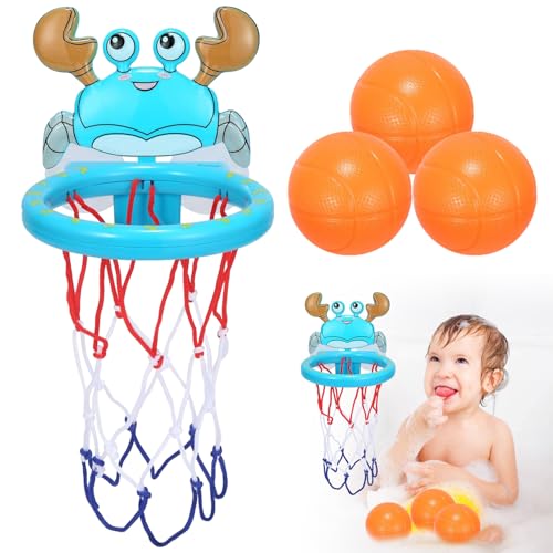 Badewannen Basketballkorb, Basketballkorb für Badezimmer, Saugnapf Basketballkorb mit 3 Bälle, Basketball Badewannenspielzeug, Interaktives Badespielzeug, für Kinder von 1-8 Jahren von YISKY