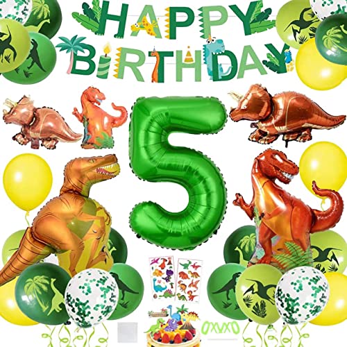 Dinosaurier Geburtstag Dekorationen, 40 Stück Dinosaurier Geburtstag Deko Set, Dino Luftballons Geburtstag 5 Jahr, Dino Deko Kindergeburtstag, Geburtstag Deko Junge Dinosaurier für Babyparty von YISKY