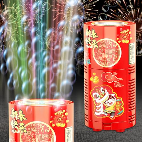 Feuerwerk Seifenblasenmaschine（ Mit 150ml Seifenblasenlösung & Aufkleber, Automatischer Feuerwerk Seifenblasenhersteller, Feuerwerk Seifenblasenspielzeug, Seifenblasenmaschine für Kinder von YISKY