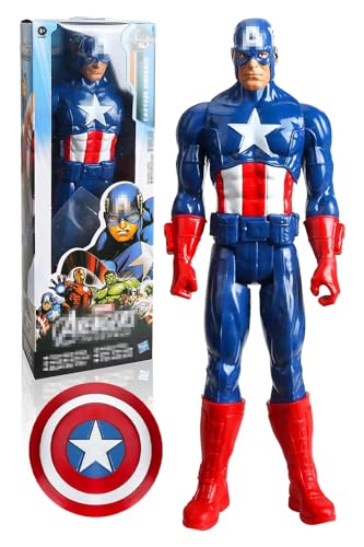 YISKY Captain America Figure, 30cm Marvel-Figur Captain America, Captain America Anime Figur Model, Avengers Figuren, Superhero Action Figur, Spielzeug für Kinder ab 4 Jahren von YISKY