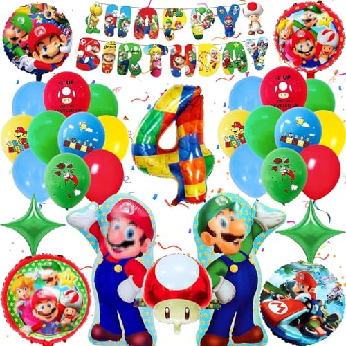 Mario Kindergeburtstag Deko 4 Jahre, Mario Luftballons Party Dekoration, mario luftballon 4. Geburtstag Mario Kindergeburtstag Deko 4 Jahre, Mario Luftballons Party Dekoration, mario luftballon 4. Geburtstag von YISKY
