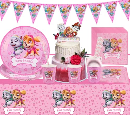 Party-Set Paw dog, 62 Stück Kindergeburtstag Party Geschirr Kit, Paw dog Party Tableware Supplies, Paw dog Partygeschirr Set, Kindergeburtstag geschirr Set für 10 Personen von YISKY